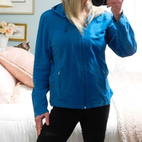 Lands' End Sweaters - LAND'S END WMNS M BLUE FULL ZIP ATHLETIC JACKET